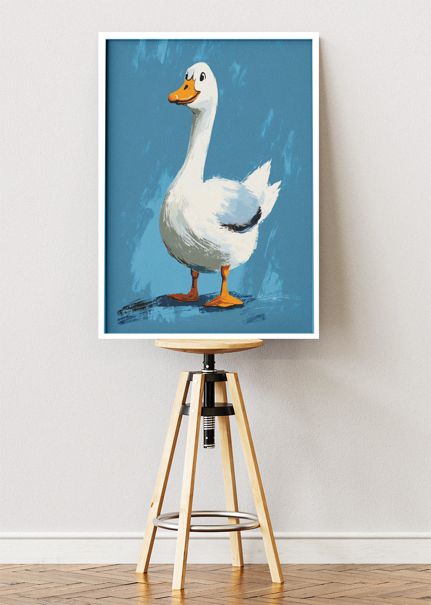 Cute Duck Canvas Print & Poster – Playful Farm Animal Wall Art