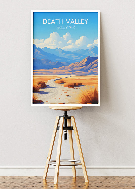 Death Valley National Park Poster & Canvas Print – Desert Landscape Illustration Wall Art