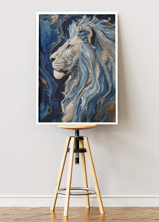 Majestic Marble Lion Canvas Print & Poster – Luxury Abstract Animal Wall Art
