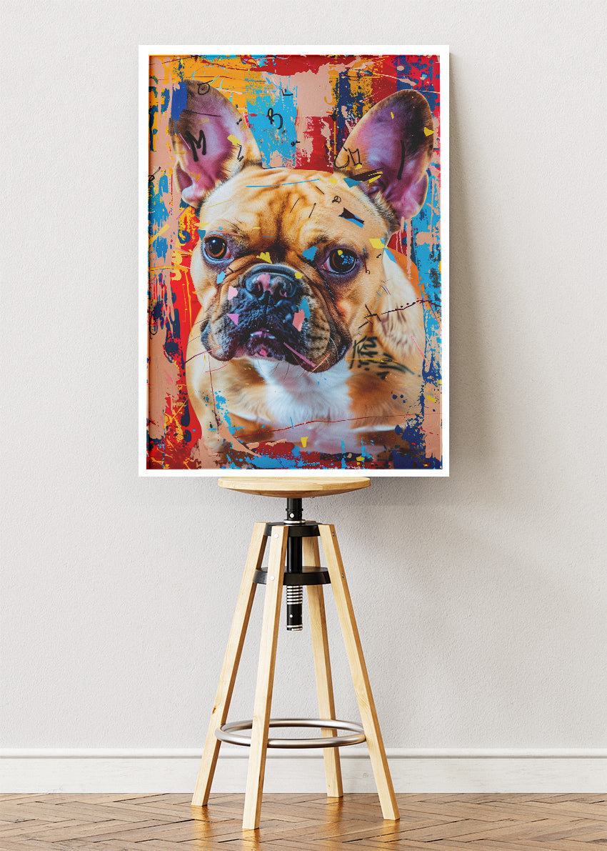 Graffiti French Bulldog Canvas Print & Poster – Urban Pop Art Dog Wall Decor