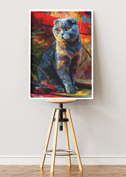 Blue Grey Cat Canvas Print & Poster – Bold Modern Feline Wall Art