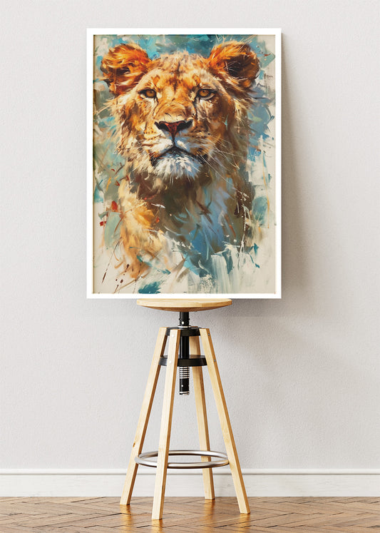 Lioness Watercolor Canvas Print & Poster – Elegant Wildlife Wall Art