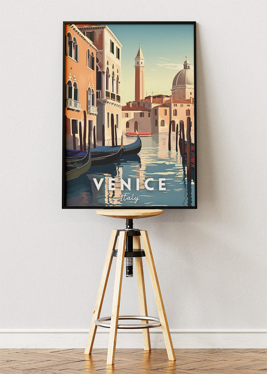 Venice Italy Poster & Canvas Print – Illustrated Canal View Art