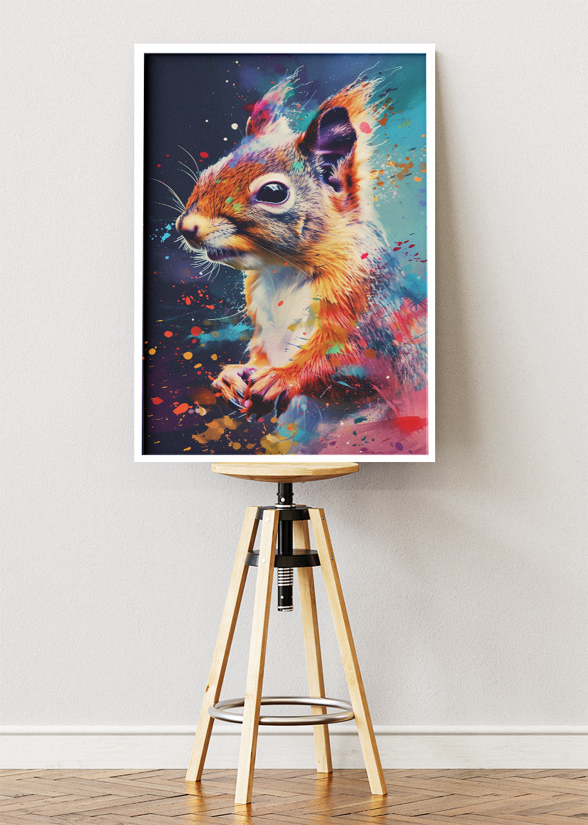 Colorful Squirrel Canvas Print & Poster – Modern Animal Wall Art