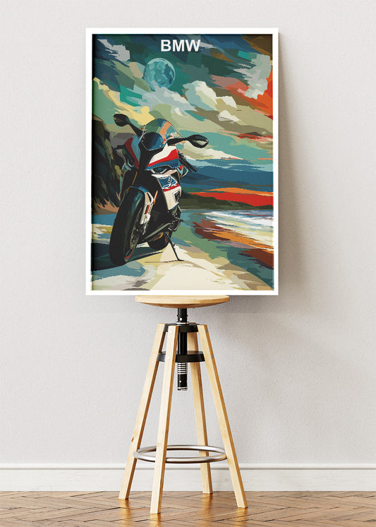 BMW Superbike Coastal Art Poster & Canvas