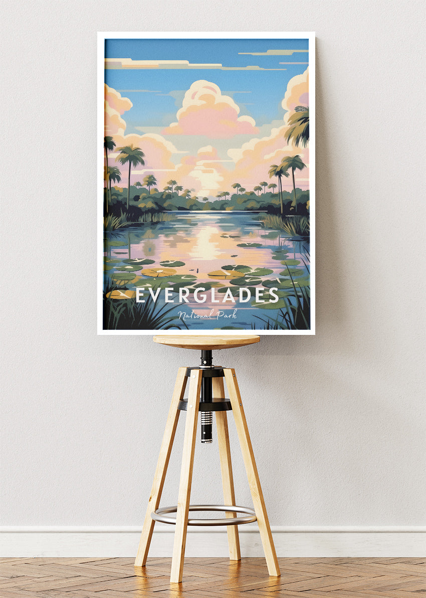 Everglades National Park Poster & Canvas Print – Tropical Wetlands Landscape Illustration Wall Art