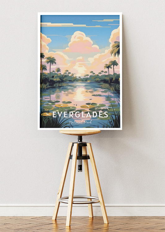 Everglades National Park Poster & Canvas Print – Tropical Wetlands Landscape Illustration Wall Art