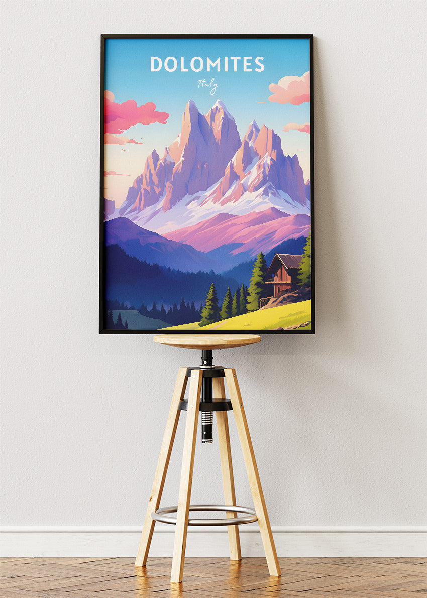 Dolomites Italy Poster & Canvas Print – Illustrated Alpine Mountain Art