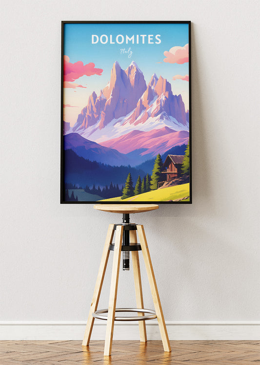 Dolomites Italy Poster & Canvas Print – Illustrated Alpine Mountain Art