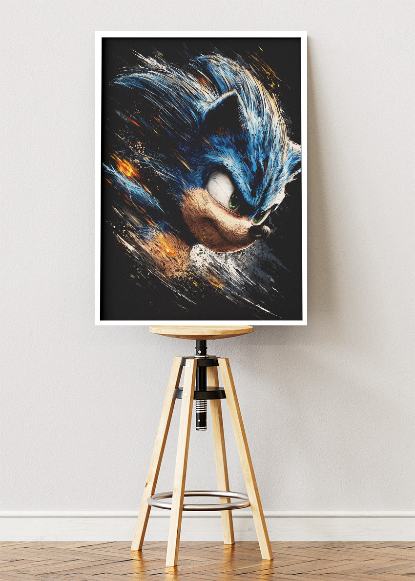 Blue Speed Hero Poster & Canvas Print – Dynamic Gaming Art