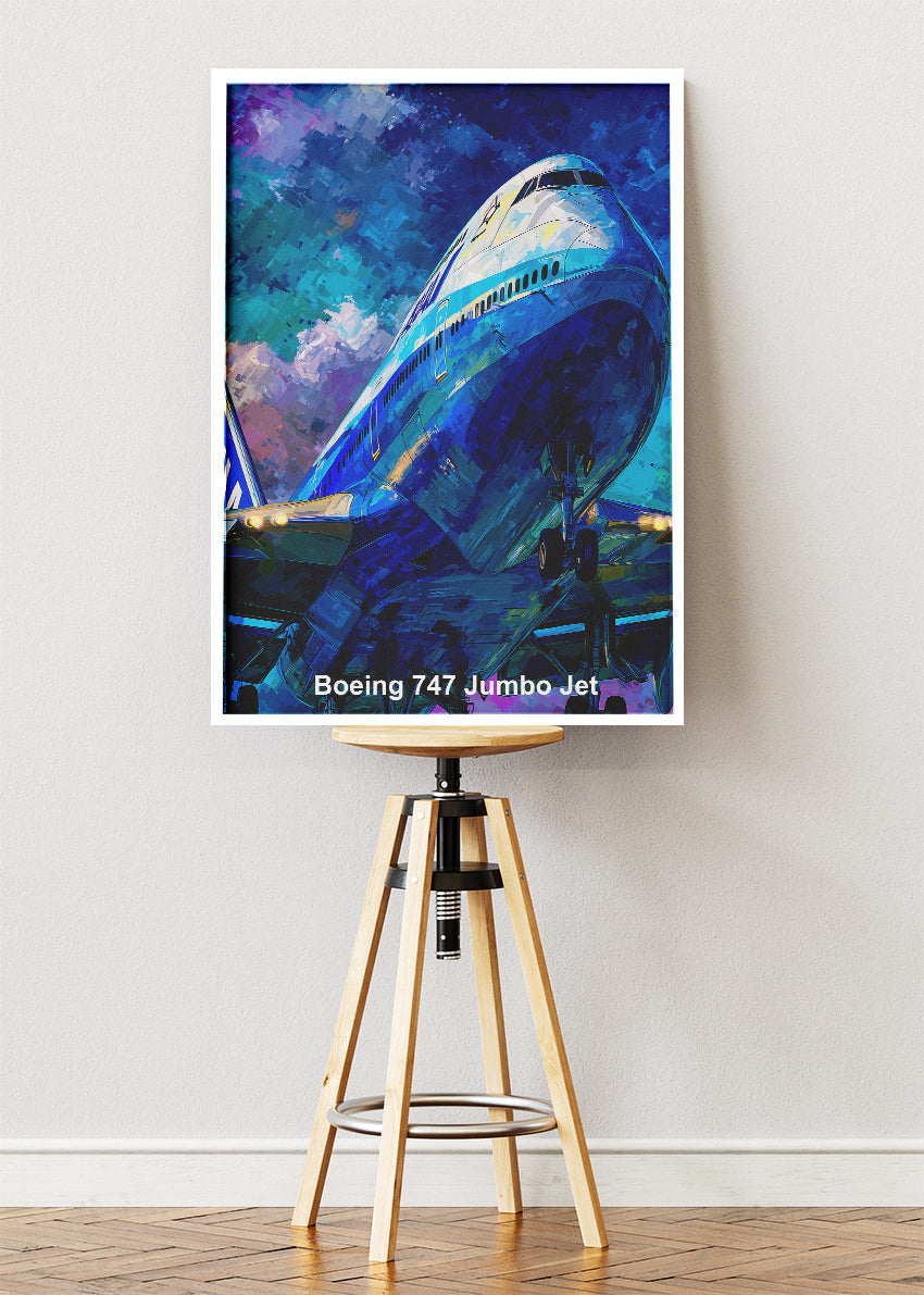 Boeing 747 Jumbo Jet Poster & Canvas Print – Classic Aviation Wall Art – Aiprintlab