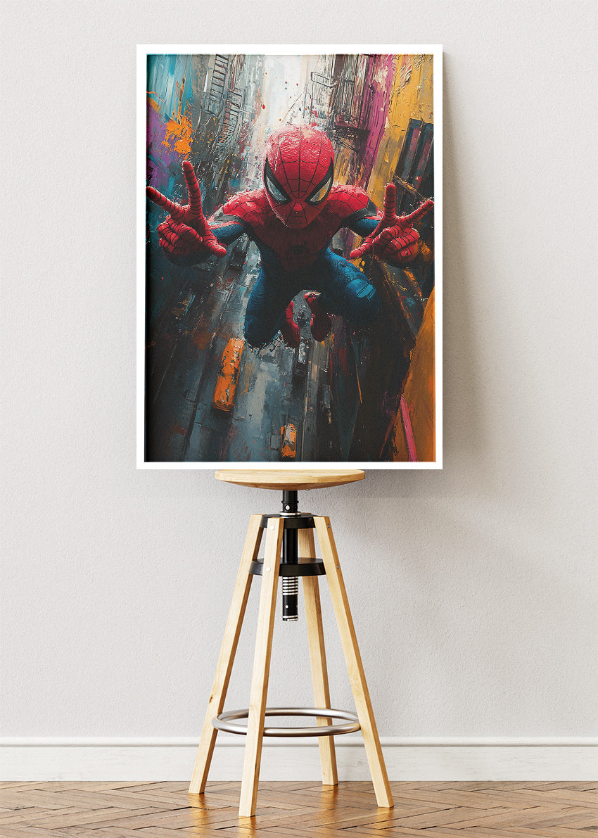 Spider-Man – Urban Vertical Action Canvas & Poster Print – AI PRINT LAB
