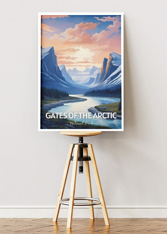 Gates of the Arctic National Park Poster & Canvas Print – Arctic Mountain Landscape Illustration Wall Art