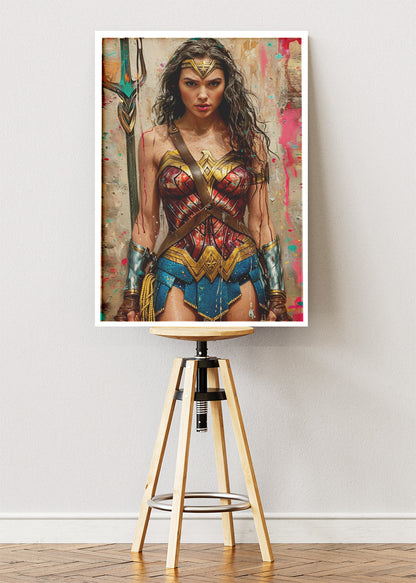 Wonder Woman – Modern Warrior Portrait Canvas & Poster Print – AI PRINT LAB