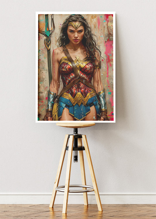 Wonder Woman – Modern Warrior Portrait Canvas & Poster Print – AI PRINT LAB