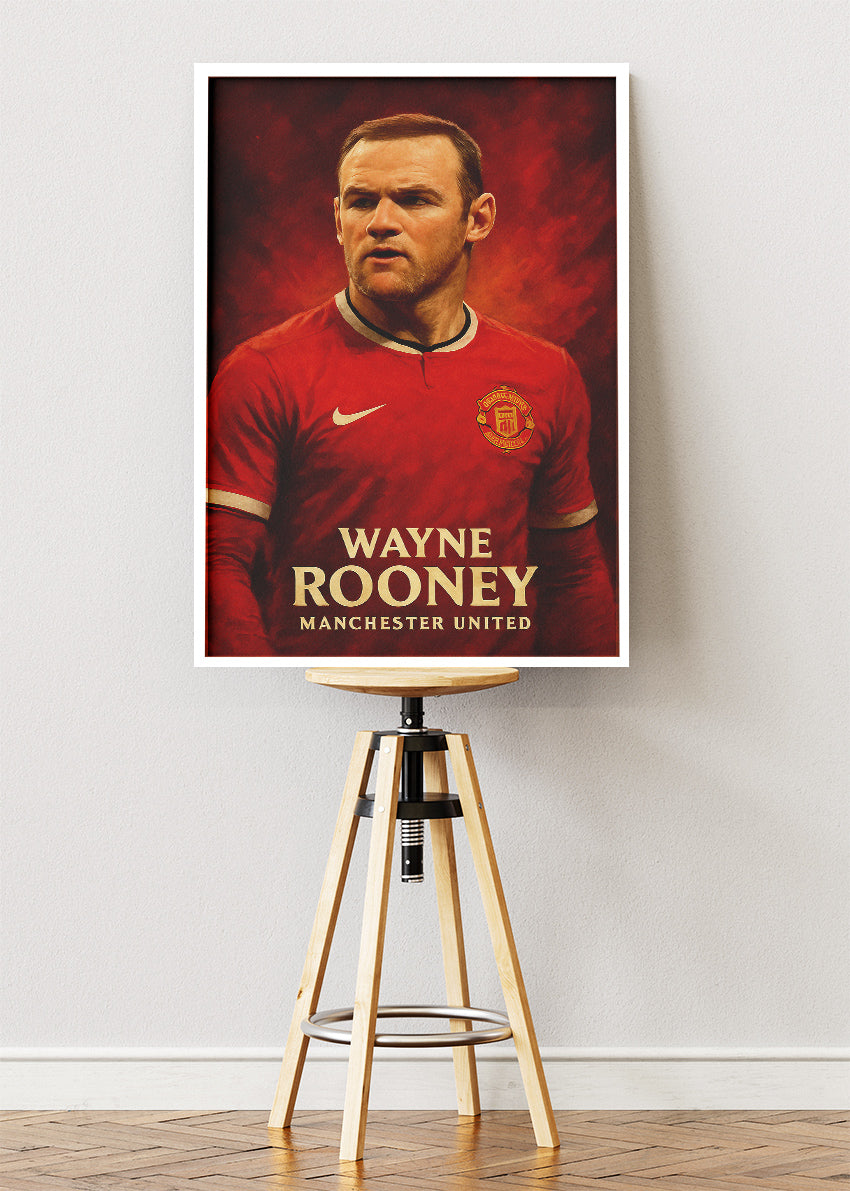 Wayne Rooney Manchester United Football Wall Art | Legendary Red Devils Striker Poster & Canvas