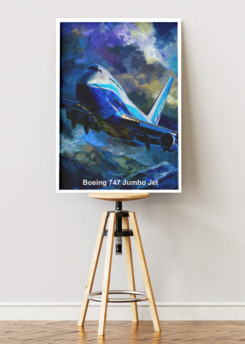 Boeing 747 Jumbo Jet Poster & Canvas Print – Dramatic Sky Aviation Art – Aiprintlab