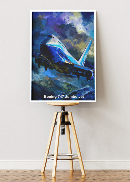 Boeing 747 Jumbo Jet Poster & Canvas Print – Dramatic Sky Aviation Art – Aiprintlab