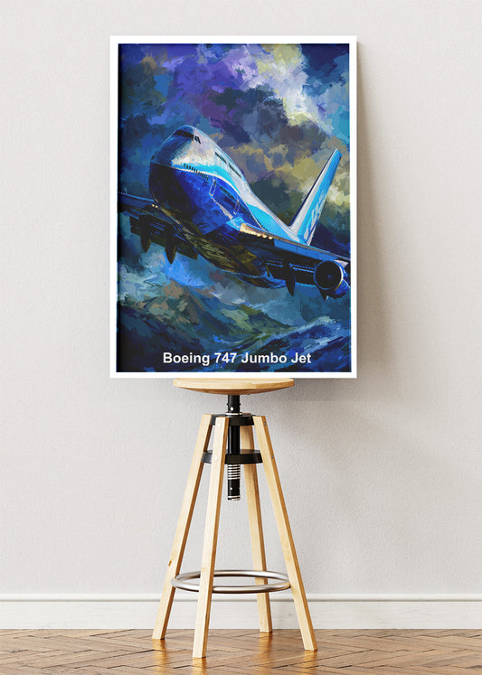 Boeing 747 Jumbo Jet Poster & Canvas Print – Dramatic Sky Aviation Art – Aiprintlab