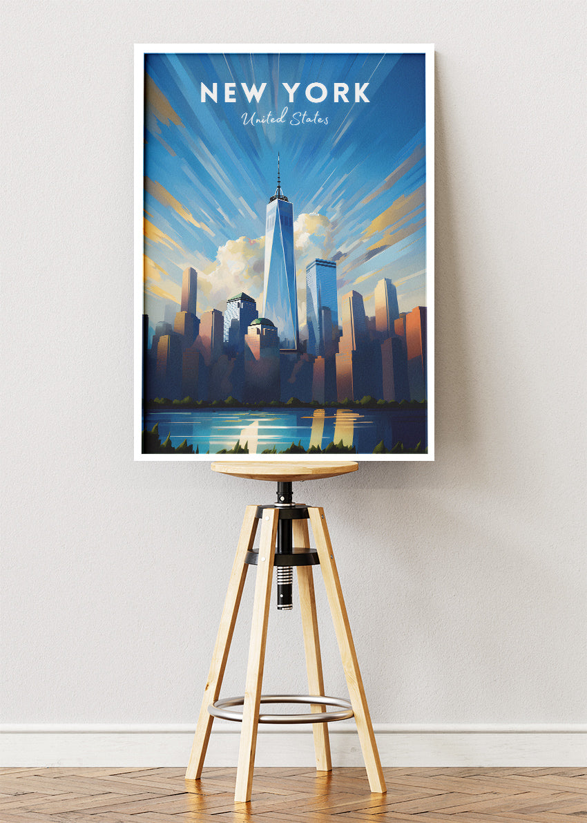 New York United States Poster & Canvas Print – One World Trade Center Skyline Illustration