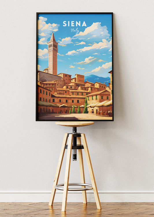 Siena Italy Poster & Canvas Print – Illustrated Tuscan Cityscape Art