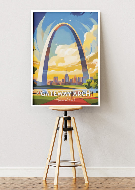 Gateway Arch National Park Poster & Canvas Print – St. Louis Skyline Illustration
