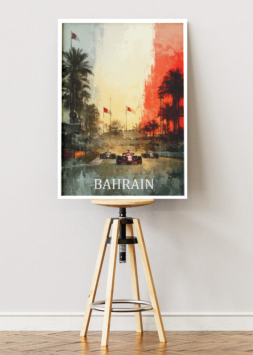 Bahrain Formula 1 Racing Poster & Canvas | Atmospheric Motorsport Wall Art