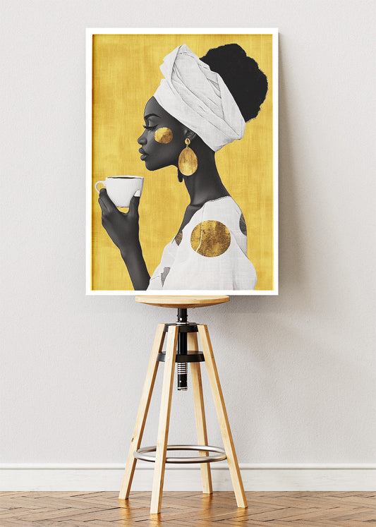 Golden Serenity Portrait Canvas & Poster Print – AI PRINT LAB