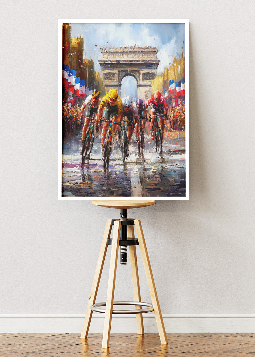 Tour de France Champs-Élysées Cycling Art Print & Canvas – Paris Peloton Finish Wall Art