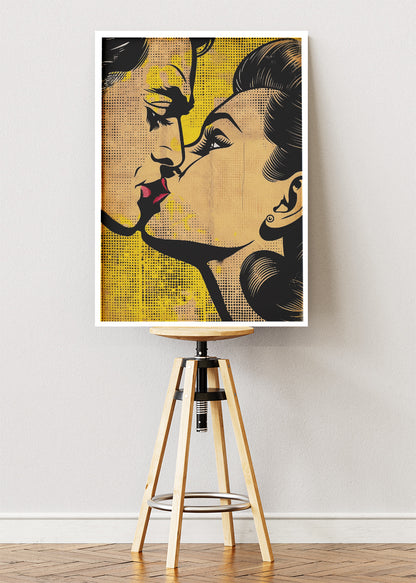 Retro Pop Art Kiss Canvas & Poster Print – AI PRINT LAB