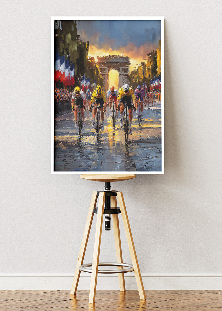 Tour de France Arc de Triomphe Sprint Cycling Art Print & Canvas – Paris Champs-Élysées Finish