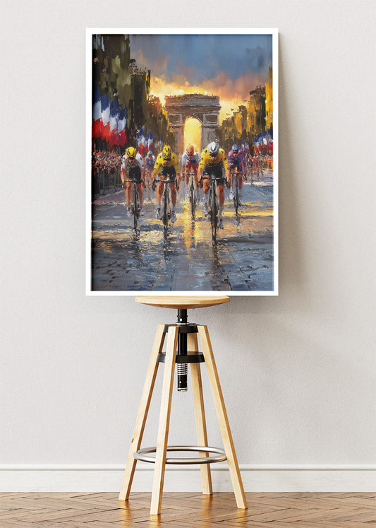 Tour de France Arc de Triomphe Sprint Cycling Art Print & Canvas – Paris Champs-Élysées Finish