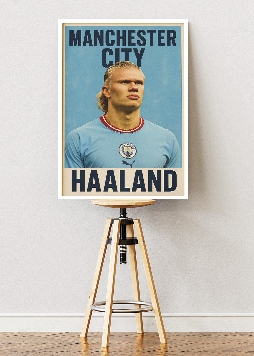 Manchester City Striker Tribute Poster & Canvas | Scandinavian Goal Machine Wall Art