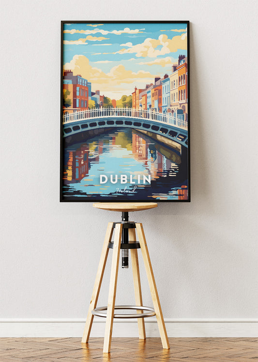 Dublin Ha'penny Bridge Poster & Canvas Print – Illustrated Ireland Wall Art