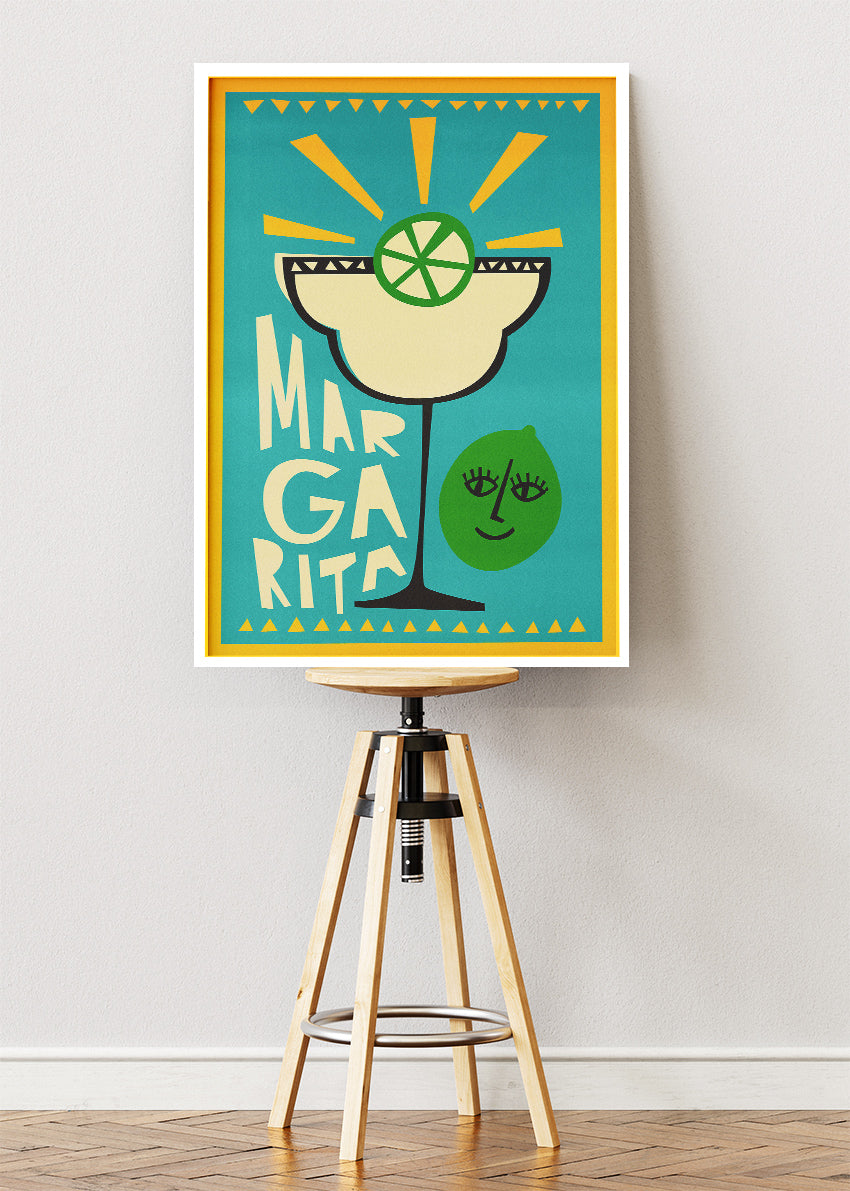 Margarita Retro Graphic Cocktail Poster & Canvas Print | Mid-Century Bar Wall Art