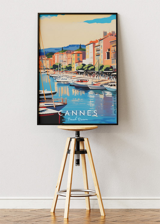 Cannes French Riviera Poster & Canvas Print – Vintage Coastal Travel Art