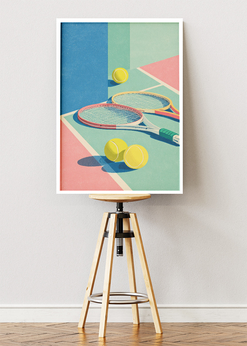 Tennis Court Rackets Poster & Canvas Print – Modern Sports Wall Art
