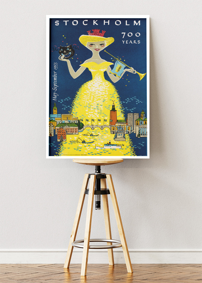 Stockholm 700 Years Poster & Canvas Print – Vintage Swedish Anniversary Travel Art