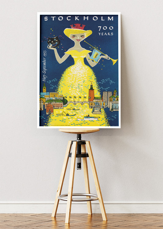 Stockholm 700 Years Poster & Canvas Print – Vintage Swedish Anniversary Travel Art