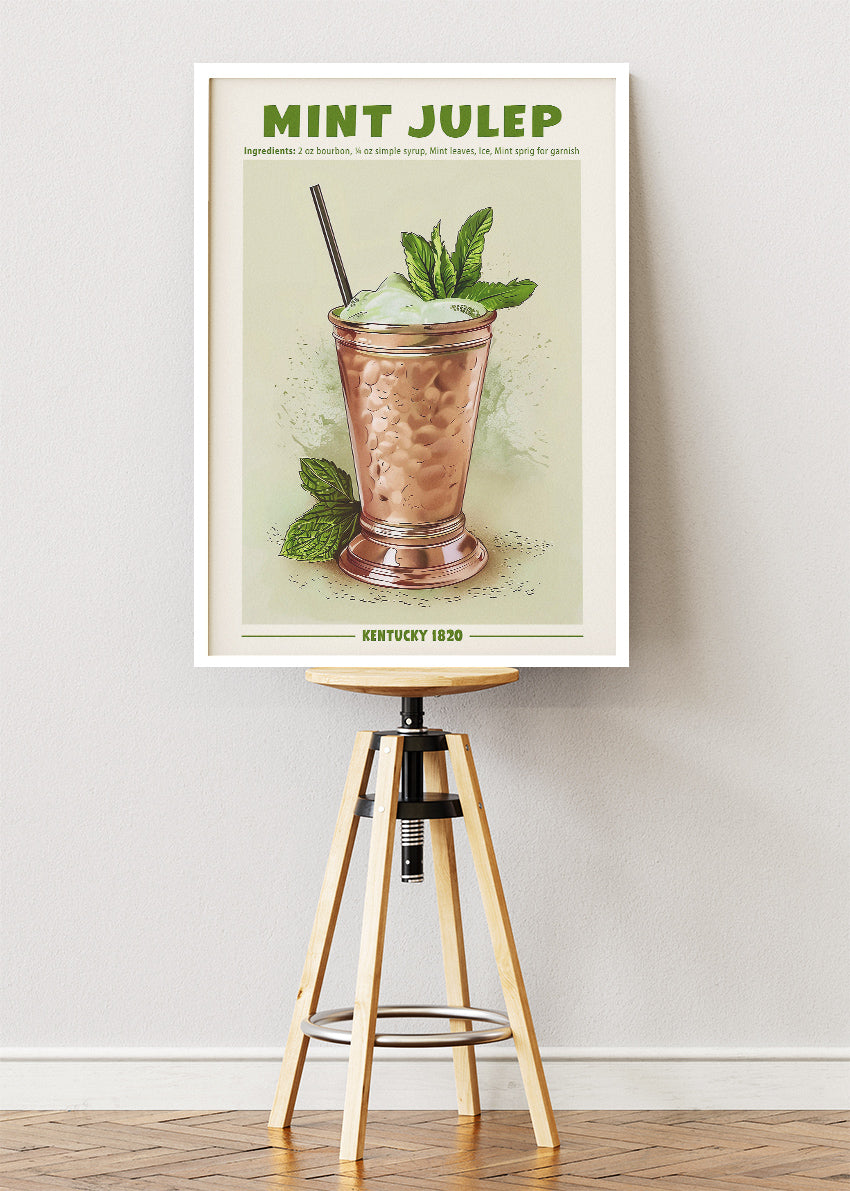 Mint Julep Classic Cocktail Poster & Canvas Print | Vintage Kentucky Bar Wall Art