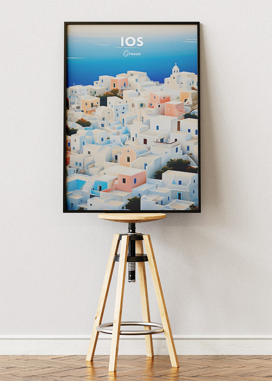 Ios Greece Poster & Canvas Print – Vintage Cycladic Island Art