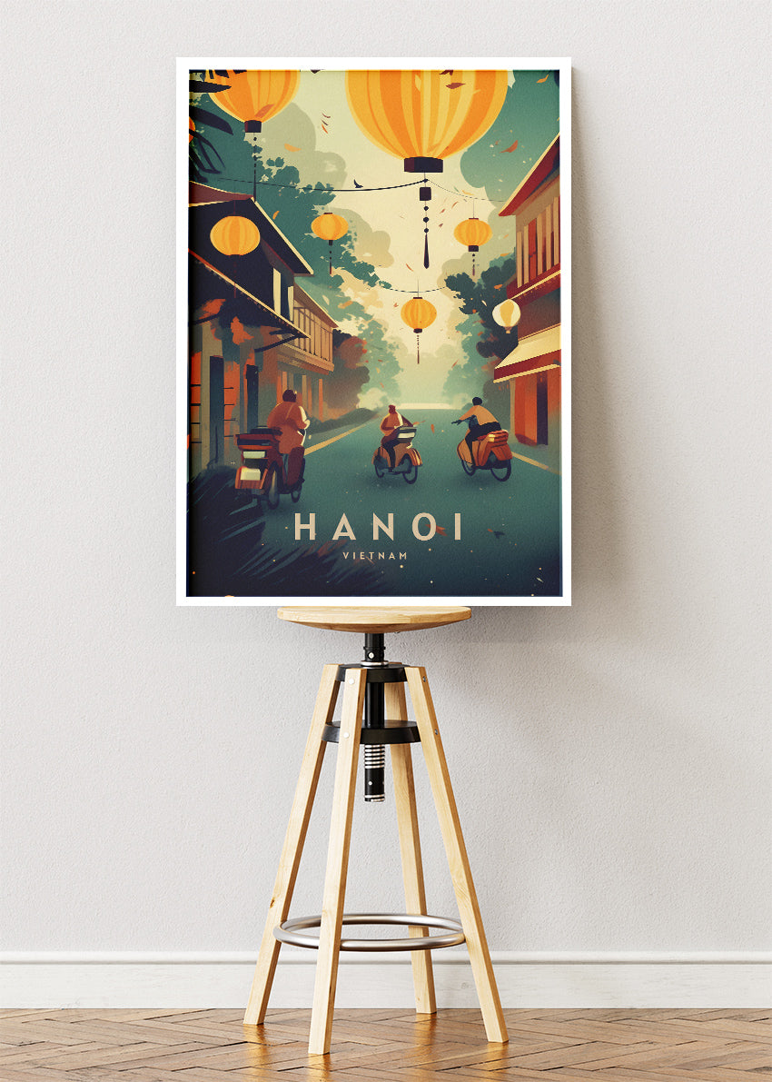 Hanoi Vietnam Poster & Canvas Print – Lantern Street Vintage Travel Wall Art