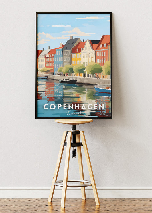 Copenhagen Denmark Nyhavn Poster & Canvas Print – Colorful Scandinavian Travel Art