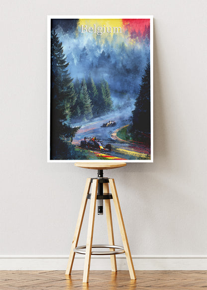 Belgium Formula 1 Racing Poster & Canvas | Spa-Inspired Motorsport Wall Art