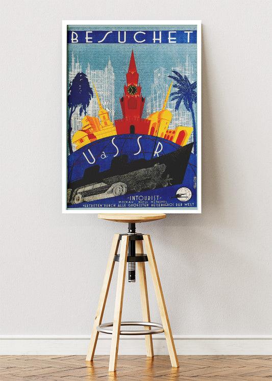 USSR Vintage Travel Poster & Canvas Print – Retro Intourist Illustration Art
