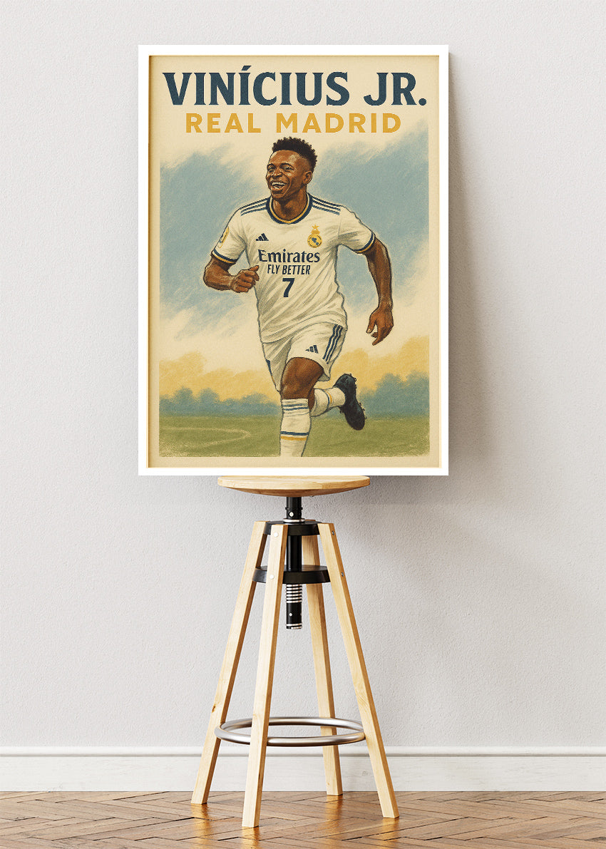 Vinícius Jr. Real Madrid Football Wall Art | Dynamic Winger Poster & Canvas