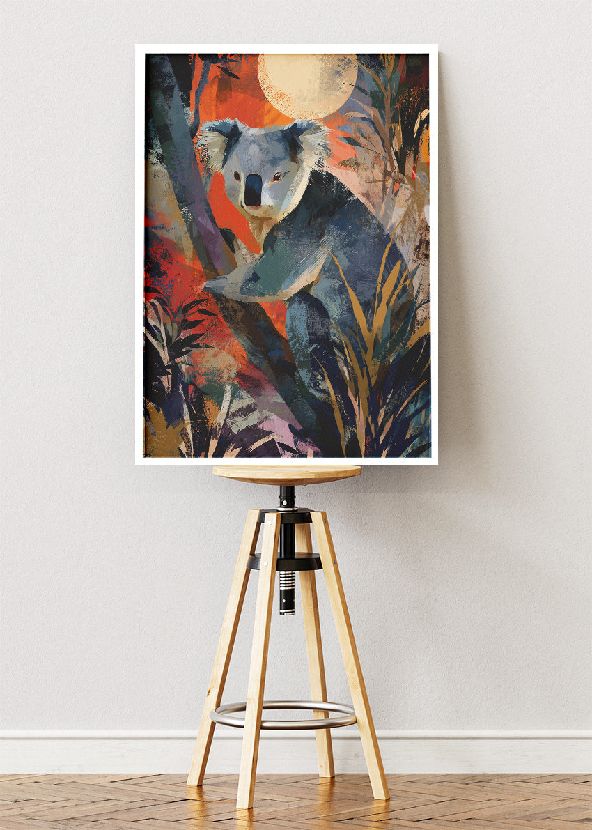 Koala Poster & Canvas Print – Colorful Jungle Wildlife Art