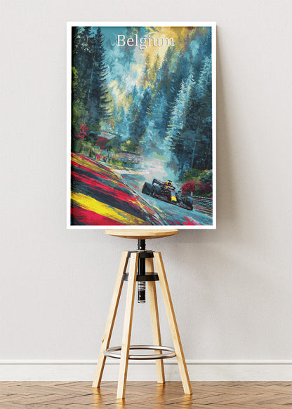 Belgium Formula One Forest Circuit Poster & Canvas | Cinematic Motorsport Wall Art