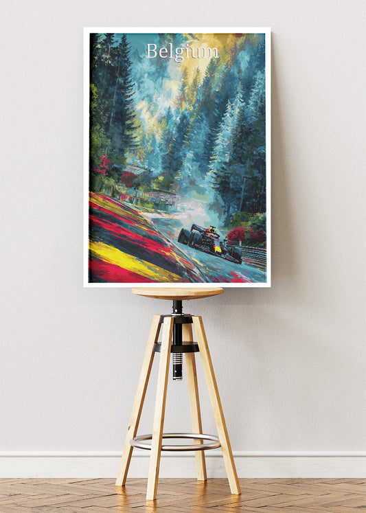 Belgium Formula One Forest Circuit Poster & Canvas | Cinematic Motorsport Wall Art