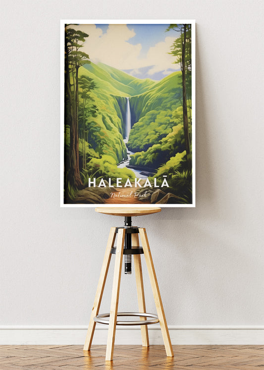 Haleakalā National Park Poster & Canvas Print – Maui Waterfall Tropical Forest Wall Art